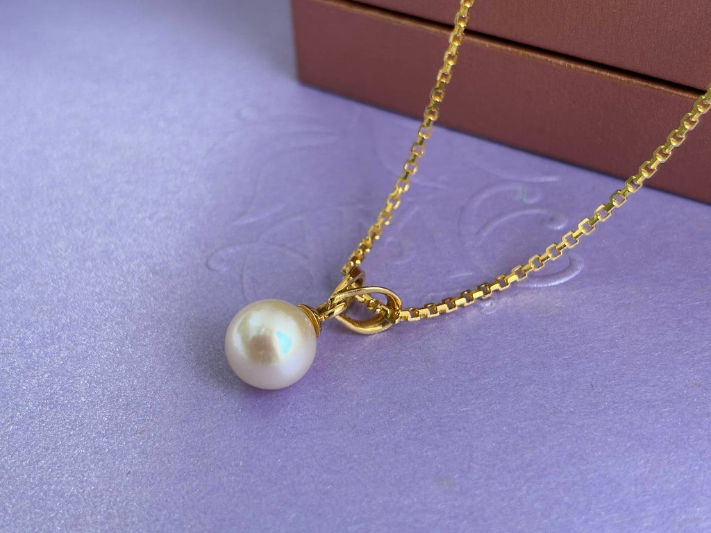 Mặt dây chuyền Vàng 14K Ngọc trai trắng White Freshwater Pearl  Gold Pendant Necklace by AME Jewellery