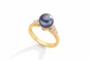 Nhẫn nữ Vàng Ngọc trai Aubergine Freshwater Pearl Side-stone Ring in 14K Yellow Gold by AME Jewellery