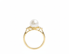 Nhẫn nữ Vàng Ngọc trai trắng White Freshwater Pearl Side-stone Ring in 14K Yellow Gold by AME Jewellery