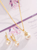 White Freshwater Cultured Pearl Leaf Jewelry Set 14K Yellow Gold | AME Jewellery