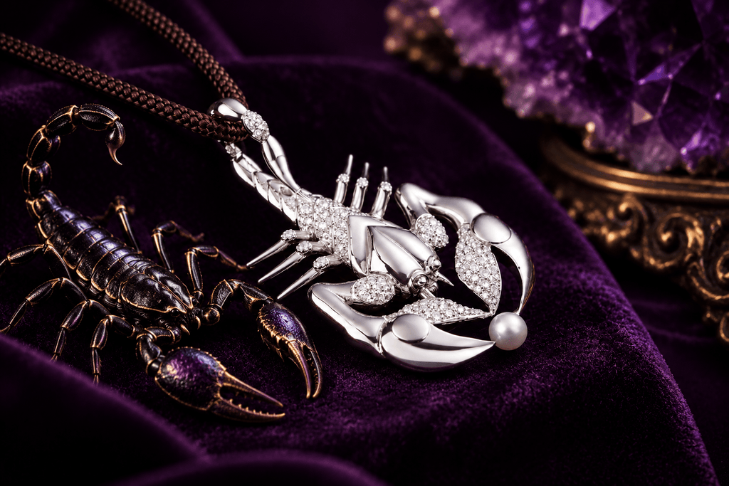 White Pearl Scorpion Men's Pendant Sterling Silver - AME Jewellery