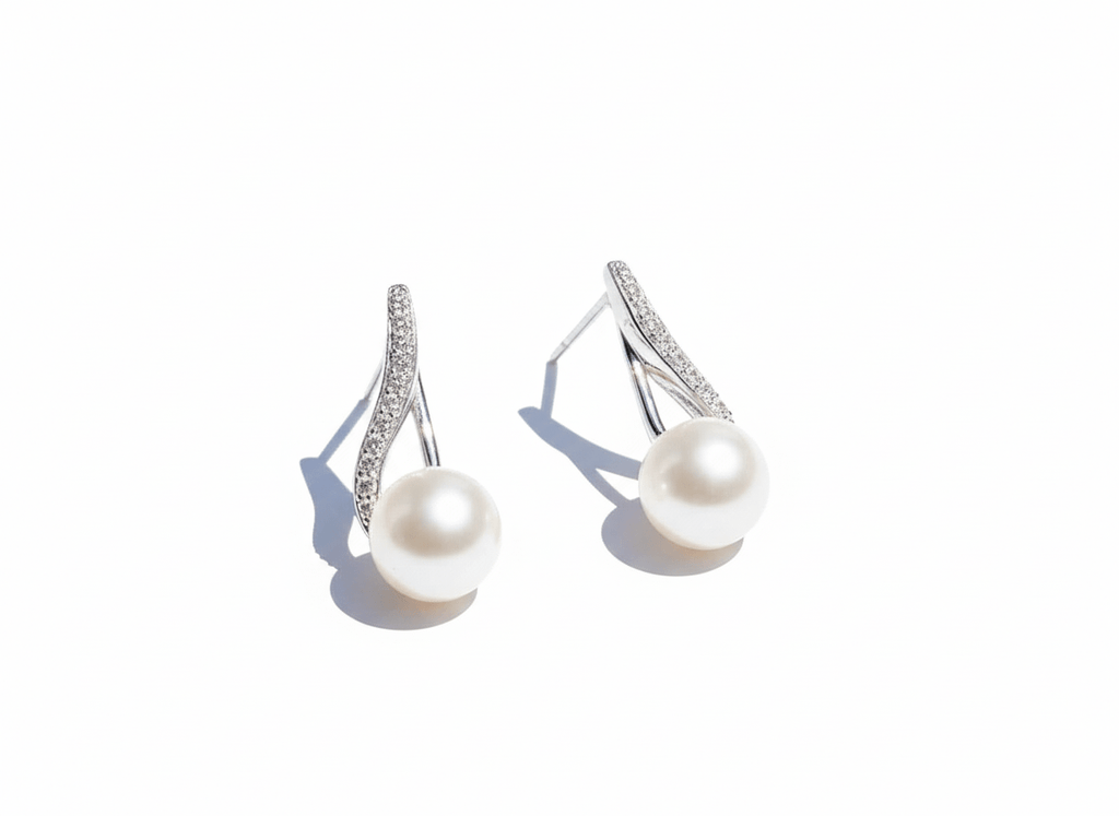 Bông tai Ngọc trai White Freshwater Pearl Silver Earrings by AME Jewellery