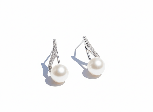 Bông tai Ngọc trai White Freshwater Pearl Silver Earrings by AME Jewellery