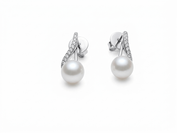 Bông tai Ngọc trai White Freshwater Pearl Silver Earrings by AME Jewellery