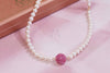 Vòng cổ Chuỗi Ngọc trai trắng Pearl Strand Necklace and Ruby Rose by AME Jewellery