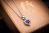 Pendentif halo en argent sterling et améthyste naturelle taille cœur - AME Jewellery