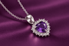 Pendentif halo en argent sterling et améthyste naturelle taille cœur - AME Jewellery