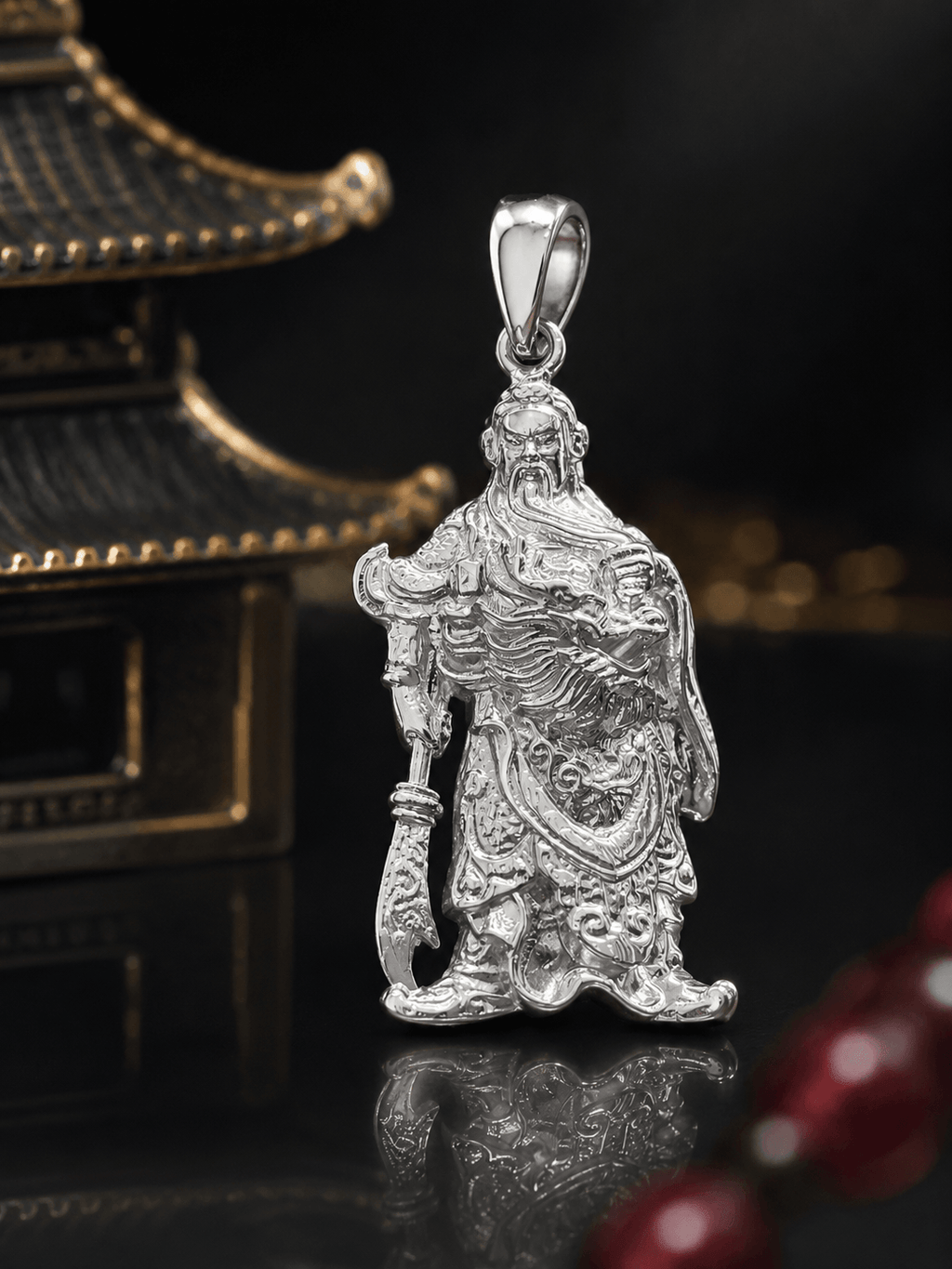 Pendentif Guan Gong en argent sterling - AME Jewellery