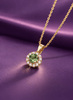 Pendentif halo en or jaune 14K et tourmaline verte naturelle - AME Jewellery