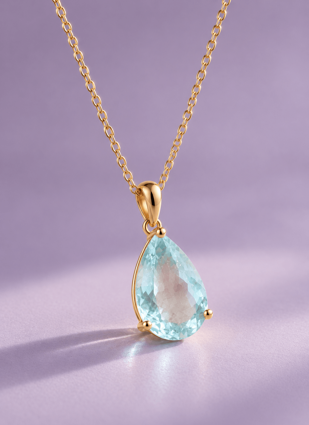 Pendentif en or jaune 14K et aigue-marine taille poire - AME Jewellery