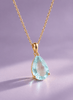 Pendentif en or jaune 14K et aigue-marine taille poire - AME Jewellery