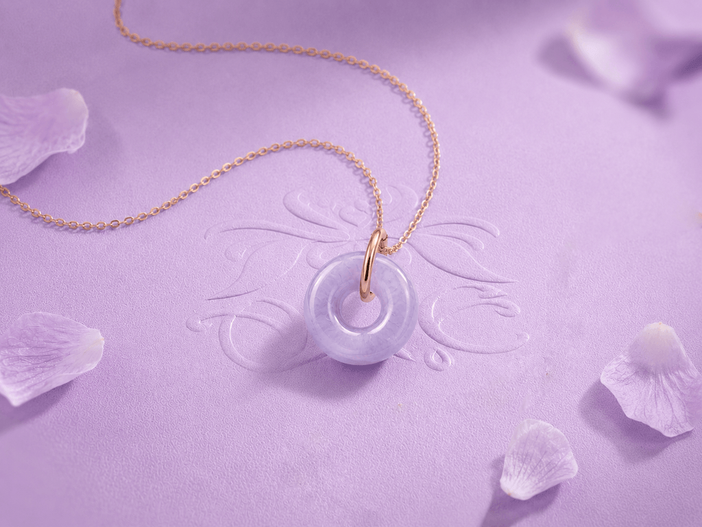 Pendentif cercle du ciel en jadéite violette de Birmanie et or jaune 14K - AME Jewellery