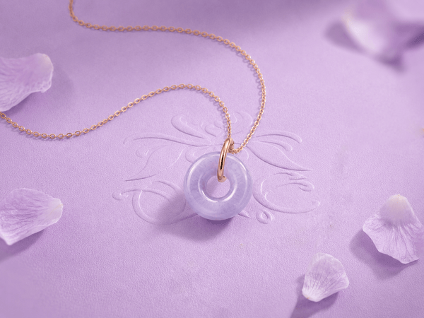 Pendentif cercle du ciel en jadéite violette de Birmanie et or jaune 14K - AME Jewellery