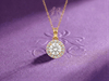 Pendentif halo en or jaune 14K et topaze bleue naturelle – AME Jewellery