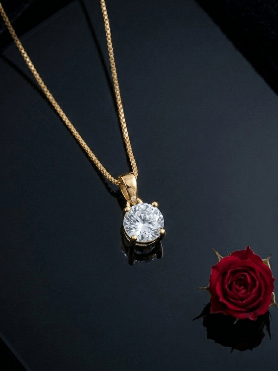Pendentif en or jaune 14K et topaze incolore naturelle – AME Jewellery