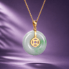 Pendentif “Bi” en jadéite Birmanie avec pièce porte-bonheur en or jaune 14K - AME Jewellery