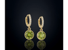 Natural Peridot Huggie Drop Earrings in 14K Yellow Gold by AME Jewellery. Peridot is the birthstone for August and the stone for the 15th wedding anniversary.