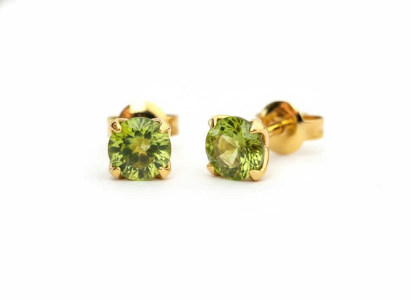 Bông tai Vàng Đá quý tự nhiên Peridot Stud Earrings in 14K Yellow Gold by AME Jewellery