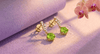 Natural Peridot Drop Earrings in 14K Yellow Gold by AME Jewellery.
