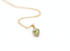 Mặt dây chuyền Vàng Đá quý tự nhiên Heart-cut Peridot Halo Pendant in 14K Yellow Gold by AMEJewellery
