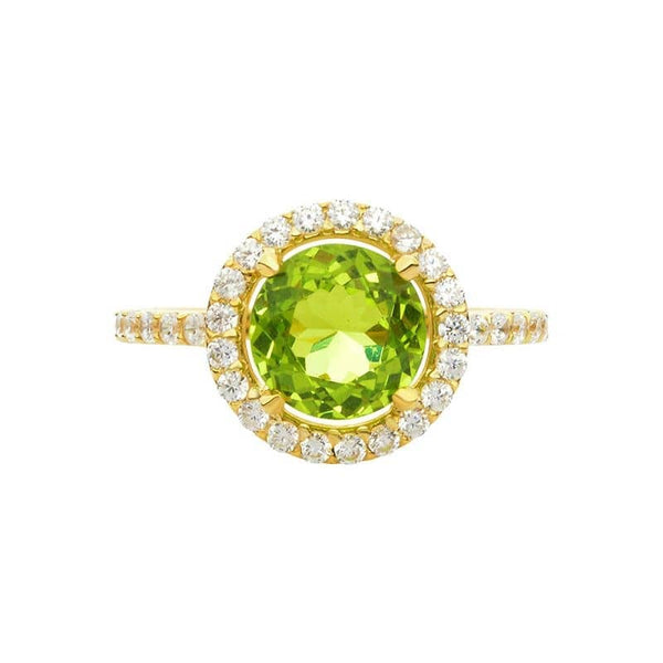 Nhẫn nữ Vàng Đá quý thiên nhiên Peridot Halo Ring in 14K Yellow Gold by AME Jewellery