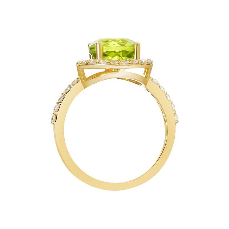 Nhẫn nữ Vàng Đá quý thiên nhiên Peridot Halo Ring in 14K Yellow Gold by AME Jewellery