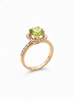 Natural Peridot Square-Halo Ring in 14K Yellow Gold - AME Jewellery