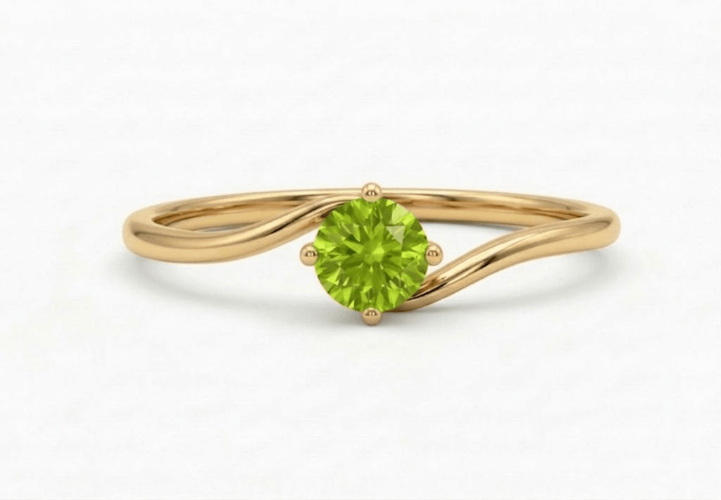 Nhẫn nữ Vàng Đá quý thiên nhiên Peridot Twist Ring in 14K yellow Gold by AME Jewellery