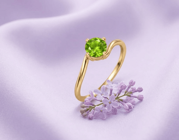 Nhẫn nữ Vàng Đá quý thiên nhiên Peridot Twist Ring in 14K yellow Gold by AME Jewellery