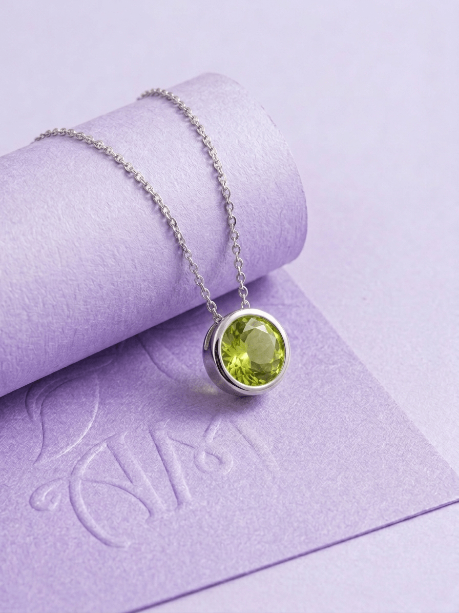 Dây chuyền đá quý tự nhiên Natural Peridot Chain Necklace in Sterling Silver by AME Jewellery