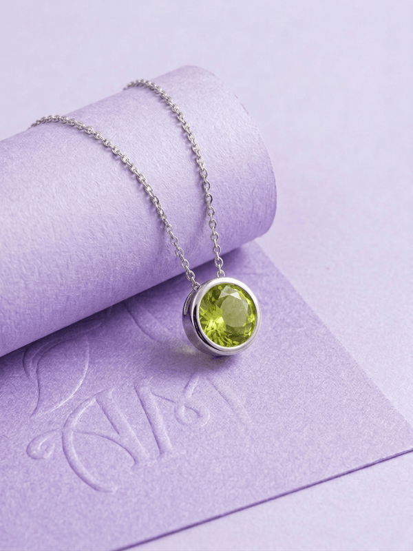 Dây chuyền đá quý tự nhiên Natural Peridot Chain Necklace in Sterling Silver by AME Jewellery