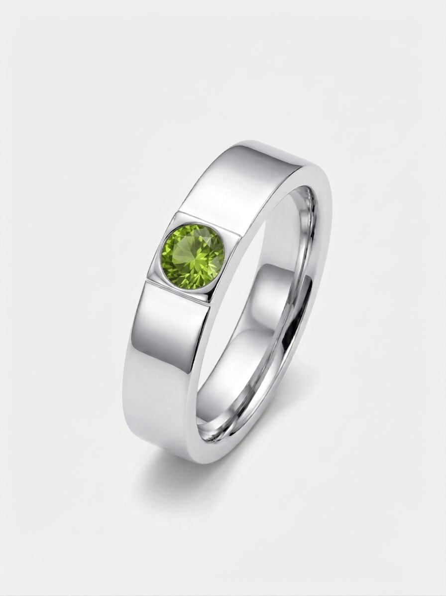Nhẫn Bạc Đá quý tự nhiên Natural Peridot Men's Ring in Sterling Silver by AME Jewellery