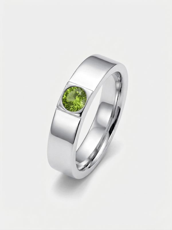 Nhẫn Bạc Đá quý tự nhiên Natural Peridot Men's Ring in Sterling Silver by AME Jewellery