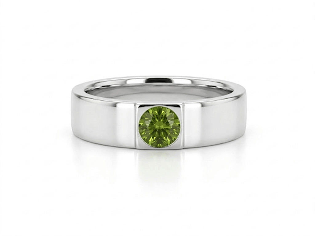 Nhẫn Bạc Đá quý tự nhiên Natural Peridot Men's Ring in Sterling Silver by AME Jewellery