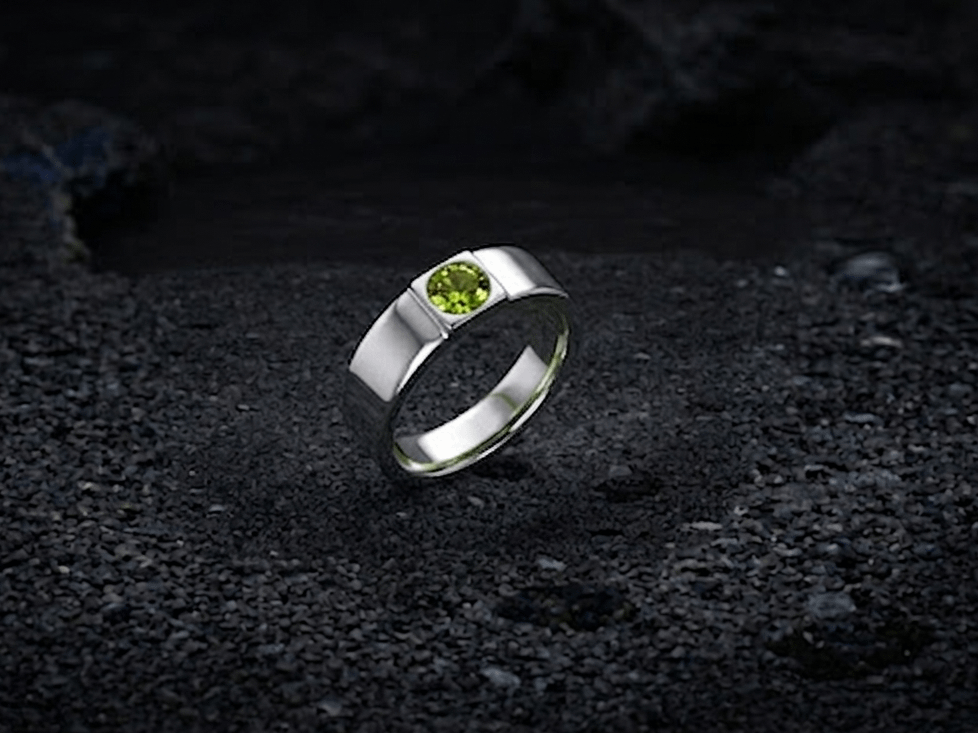 Nhẫn Bạc Đá quý tự nhiên Natural Peridot Men's Ring in Sterling Silver by AME Jewellery