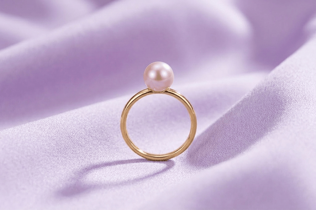Pink Freshwater Cultured Pearl Classic Ring in 14K Yellow Gold by AME Jewellery.