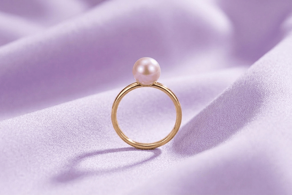 Pink Freshwater Cultured Pearl Classic Ring in 14K Yellow Gold by AME Jewellery.