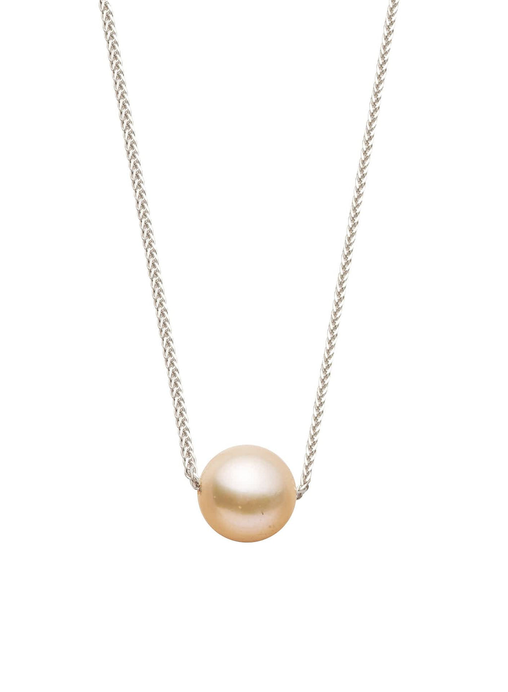 Dây chuyền Vàng trắng Ngọc trai Single Pink Pearl Chain Necklace in 18K White Gold by AME Jewellery