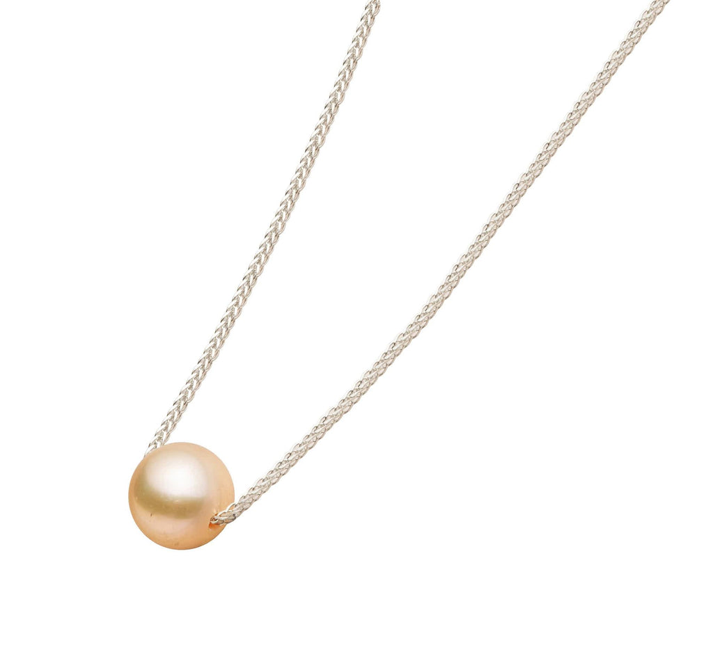 Dây chuyền Vàng trắng Ngọc trai Single Pink Pearl Chain Necklace in 18K White Gold by AME Jewellery