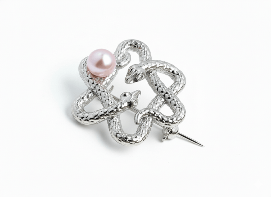 Cài Áo Rắn Ngọc trai hồng - Pink Pearl Snake Brooch - Le Motif du Serpent by AME Jewellery