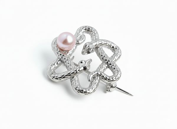 Cài Áo Rắn Ngọc trai hồng - Pink Pearl Snake Brooch - Le Motif du Serpent by AME Jewellery