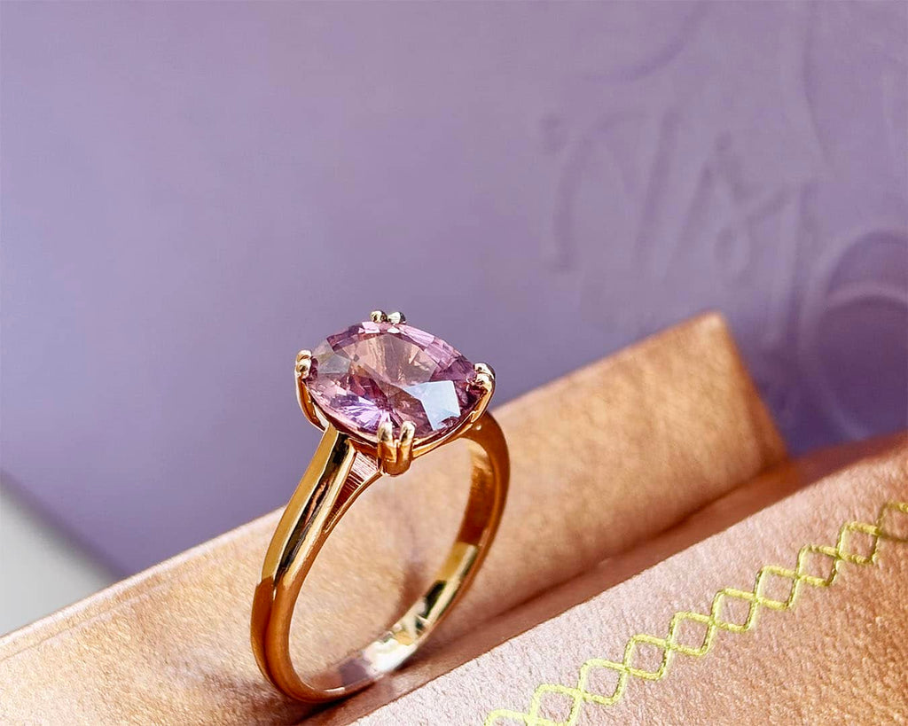 Nhẫn Vàng hồng Đá quý thiên nhiên Purple-Pink Spinel Ring in 14K Rose Gold by AME Jewellery