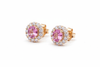 Bông tai Vàng Đá quý thiên nhiên Natural Pink Topaz Halo Earrings 14K Yellow Gold | AME Jewellery