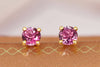 Bông tai Vàng 14K Đá quý thiên nhiên Natural Pink Topaz 4-Prong Earrings 14K Yellow Gold byAME Jewellery