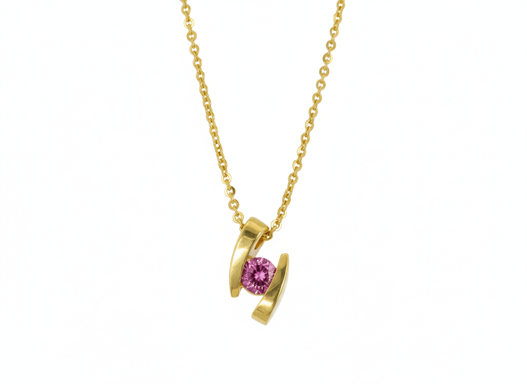 Mặt dây chuyền Vàng Đá quý tự nhiên Pink Topaz Pendant Necklace in 14K Yellow Gold by AME Jewellery