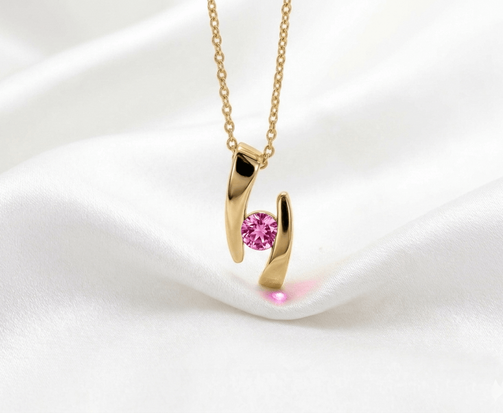 Mặt dây chuyền Vàng Đá quý tự nhiên Pink Topaz Pendant Necklace in 14K Yellow Gold by AME Jewellery