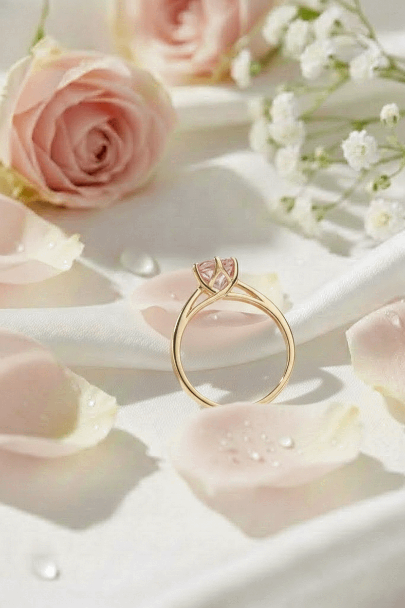Nhẫn Vàng Đá quý thiên nhiên Natural Pink Topaz 6-Prong Ring in 14K Yellow Gold | AME Jewellery