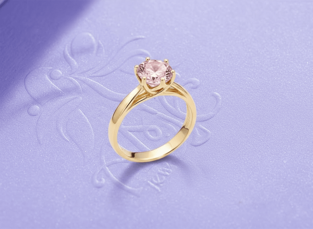 Nhẫn Vàng Đá quý thiên nhiên Natural Pink Topaz 6-Prong Ring in 14K Yellow Gold | AME Jewellery