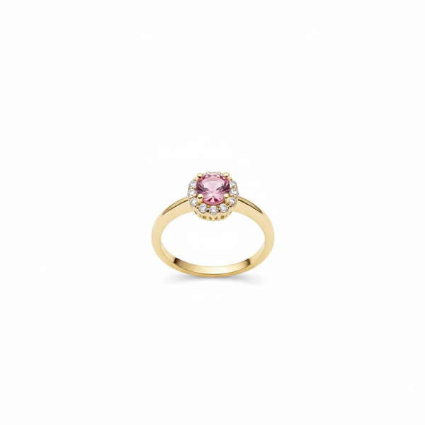 Nhẫn nữ Vàng Đá quý tự nhiên Pink Topaz Halo Ring in 14K Yellow Gold by AME Jewellery