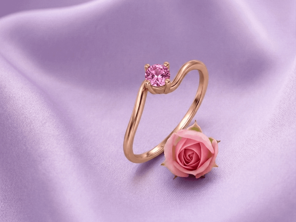 Nhẫn Vàng hồng đá quý tự nhiên Natural Pink Topaz Ring in 14K Rose Gold by AME Jewellery